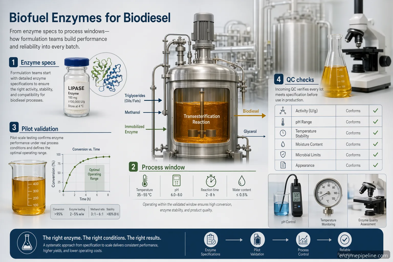 biofuel enzymes supplier for biodiesel-guide med leverandørspecifikationer, pilotvalidering, QC-kontrol og procesvinduer